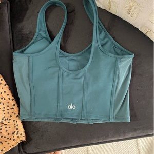 Alo corset bra top dark green - archived color